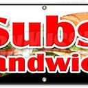 72" SUBS & Sandwiches Banner Sign Hero hoagie Huge Homemade Grinders Drinks