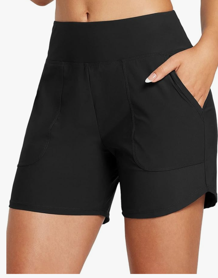 baleaf Women's 3"/5"/ 7" High Waisted Swim Board Shorts Quick Dry Swimsuits Bottoms Trunks with Pockets,Size XL