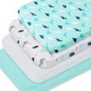 4 Pack Pack and Play Fitted Sheets, 24" x 42" Compatible with Guava Lotus Travel Crib and Other Travel Light Playard Mattress, Ultra Soft and Skin-Friendly, Aqua