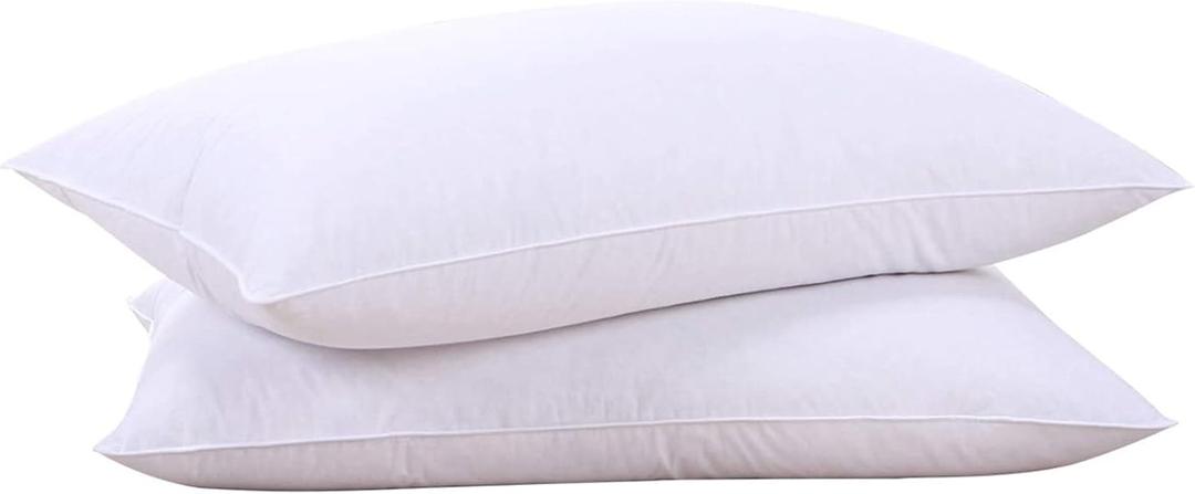 puredown Goose Feathers and Down White Pillows with 100% Soft Cotton Cover, Bed Sleeping Hotel Collection Pillows Set of 2 Queen Size