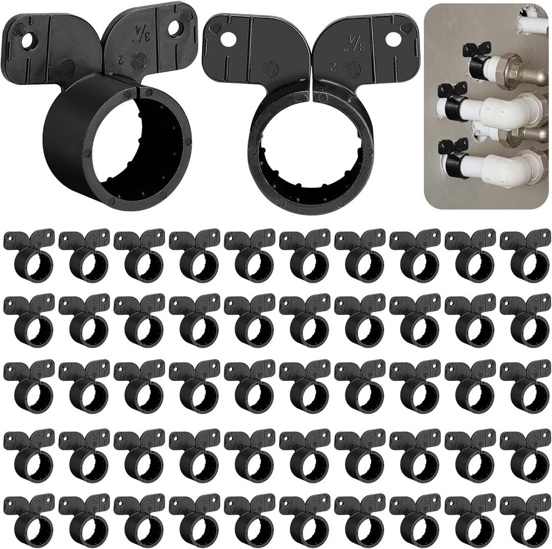 52 Pcs 3/4 Inch Suspension Pipe Clamps-Butterfly Style Pex Tubing Clamps-Black Pex Tubing Pipe Support for Pex, Copper, Cpvc Pipe