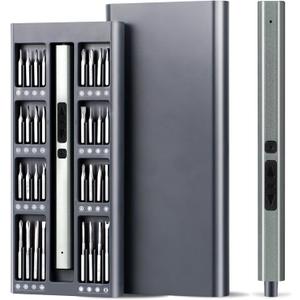 Mini Electric Screwdriver Set Magnetic 82 in 1 Precision Kit with 64 S2 Bits, LED Light, Small Electric Cordless Power Repair Tool for for Phone Watch Laptop