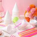 Eaasty 200 Pcs Snow Cone and Straws Cone Cups 4.5 oz Spoon Straws Disposable Paper Cups Straw Spoon for Slush Shaved Ice Cream Sorbet Water (White)