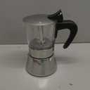 Induction Moka Pot, 4 Cups (7.1 oz) Crystal Glass-Top & Stainless Steel Moka Pot, Classic Stovetop Espresso Maker, Silver