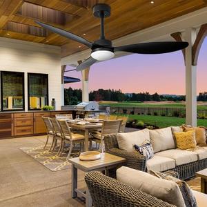 Ohniyou 52'' Ceiling Fan with Lights Remote Control,Outdoor Ceiling Fans for Patio with Light,Black Ceiling Fan Light for Bedroom Kitchen Nursery Conference