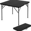 BestOffice Outdoor 34" Folding Card Table Plastic Table Portable Square Height Dining Table Perfect for Picnics,Parties,Party and Camping, Black