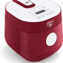 GreenLife Rice Cooker Digital 4-Cup (Cooked), Keep Warm, 4 Presets, Red