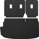 TTX LIGHTING Cargo Liner and Backrest Mat for 2018-2023 Chevy Traverse - Custom Fit PU Leather Back Seat Cover Protection Mat All Weather Car Accessories for Chevrolet Traverse (Black Gold)