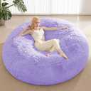 Bean Bag Cover (No Filler), Faux Fur Beanbag Chairs Covers Only, Stuffed Animal Storage Bean Bag, Giant Washable Beanbag Cover Without Filling, 5FT, Purple