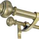 Double Curtain Rods for Window 48-84", Antique Bronze Decorative Double Drapery Rod with Urn Finials, 1-Inch Front and 5/8 Inch Back Double Window Rods, Adjustable Double Rod Curtain Dual Rods