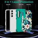 Hekodonk for Galaxy S25 FE Case,Three Layer Heavy Duty Shockproof Protection Hard Plastic+Soft Silicone Full Body Drop Protective Case for Samsung Galaxy S25 FE 6.7 inch,All Green Flower