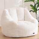MAXYOYO Bean Bag Chair, Comfy Bean Bag Sofa with Back Support, Faux Fur Bean Bag Chair for Adults and Kids, Stuffed Floor Sofa for Living Room, Bedroom, Apartment, Beige (Large)