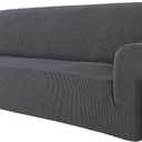 MAXIJIN Super Stretch Couch Cover for 3 Cushion Couch, 1-Piece Universal Sofa Covers Living Room Jacquard Spandex Furniture Protector Dogs Pet Friendly Fitted (Extra Large, Gray)