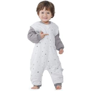 LAT Baby Sleep Bag with Feet Winter, Wearable Blanket, Warm Sack for Toddler Thicken 2.5 TOG-Removable Sleeves (XS/70)