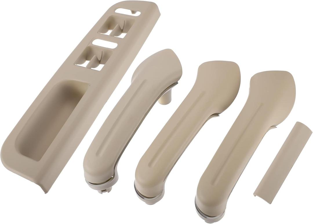 X AUTOHAUX 1 Set Interior Left Right Window Switch Panel Bezel Door Handle Trim Set for VW Jetta MK4 1999-2004 1J0867171A 1J4867179A 1J0867172A Beige