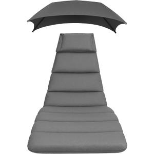 Weatherproof Replacement Cushion Pad and Umbrella for Hanging Lounge Chair Outdoor Chaise Hanging Hammock Chair - Long-Lasting, Fade-Resistant, Quick-Dry, Outdoor Lounge Replacement Set (Gray)