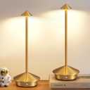 Modern Cordless Table Lamp Set of 2, Portable LED Desk Lamps, 5000mAh Rechargeable Battery Operated Lighting for Bedroom Dining Room Restaurant Coffee Shop Camping Night Light (Gold)