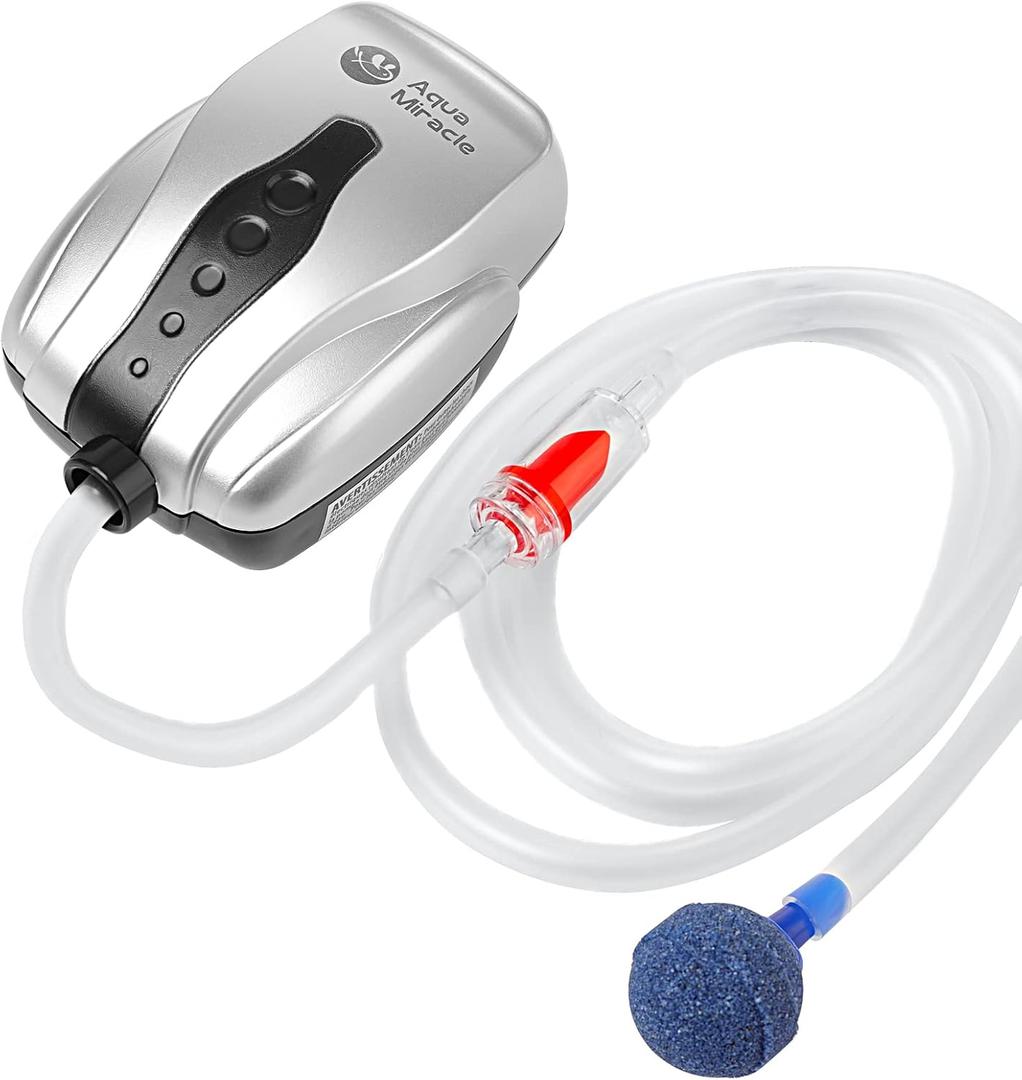 AquaMiracle Aquarium Air Pump Fish Tank Bubbler Aerator, All-in-One Fish Tank Air Pump Kit, Quiet Aquarium Bubbler