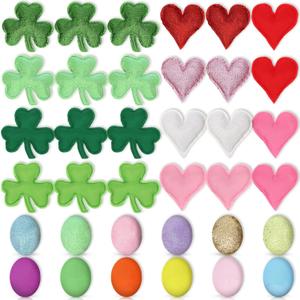 Oudain 36 Pcs St. Patrick's Day Shamrock Shape Filler Egg Bunny Felt Stuffed Hearts Ornaments Tiered Tray Decor Bowl Basket Hanging Tree Ornaments Decor for Tree Party DIY Crafts(Combination Style)