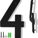 3 x 4 Inch Black Aluminum Letters, Floating House Address Numbers for Outside, Modern Metal Door Numbers Letters, Metal House Address Letter and Number for Home Office Apartment (4)