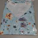 HOTOUCH Womens Short Sleeve Tunic Tops V Neck Loose Fit Ruffle Sleeve Shirts Summer Floral Dressy Casual Boho Blouses (Small, Blue Pink)