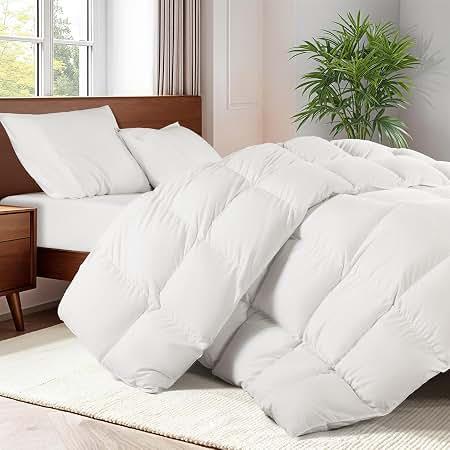 75% Canadian Goose Down Comforter King Size, Ultra Soft 100% Cotton Fabric, 850 Fill Power All Season Duvet Insert, Hotel Luxury Bedding Comforters (White,106"x90")