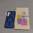 for Samsung Galaxy S25 Case, Matte Magnetic Phone Case with 1 Screen Protector, Support for Magsafe, Translucent Frosted Shockproof Protective Cover for Samsung Galaxy S25, Navy Blue