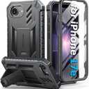 FNTCASE for iPhone 17e Phone Case: [Built-in Screen Protector & Kickstand] [Military-Grade Drop Protection] Heavy Duty Protective Full Body Shockproof TPU Rugged Protective Phone Cover Black