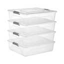 Party Club of America 4 Pack 10QT Clear Plastic Storage Bins with Lids Stackable Storage Box for Crafts, Supplies Clear File Box Plastic Container Bins for Organizing (Large 4Pack)