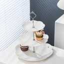 Cupcake Stand- Jusalpha 3-Tier White Porcelain Cake Stand Dessert Stand-Cupcake Stand-Tea Party Serving Platter, Comes in a Gift Box- Free Sugar Tong