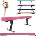 Balance Beam Adjustable 8ft, High and Lower Floor Beam Gymnastics Equipment for Kids Children, Gymnastics Beam with Legs for Home, Professional Training, Gymnastic Club Use (Pink)