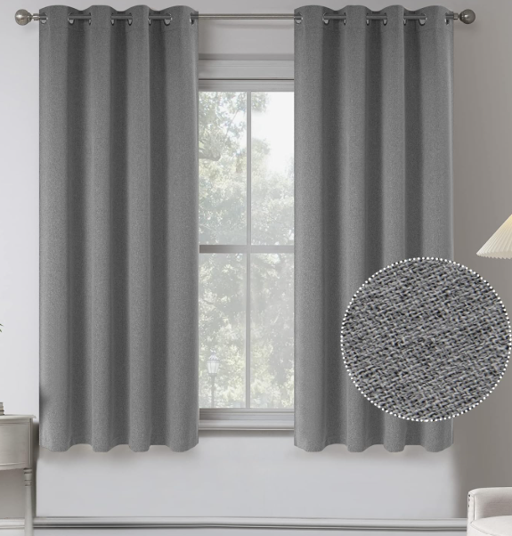 KEQIAOSUOCAI Air Gray 00% Blackout Linen Curtains 100 Inches Long 2 Panels for Bedroom,Modern Farmhouse Full Black Out Room Darkening Thermal Insulated Window Curtain Panels W50 x L100 Inch Length