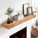 48x3x7in Solid Wood Floating Shelf – Wood Natural Wall Mounted Fireplace Mantel Shelf – Heavy Duty Decorative Fireplace Mantel for Living Room, Kitchen, Bathroom, Bedroom, 48x3x7-hollow