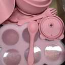 16 Pack Silicone Baby Feeding Set, BPA-Free Baby LED Weaning Supplies, Include Suction Plates, Baby Bowls, Silicone Fork & Spoon, and More, First Stage Baby Food Eating Utensils - 6+ Months(Pink, 16)