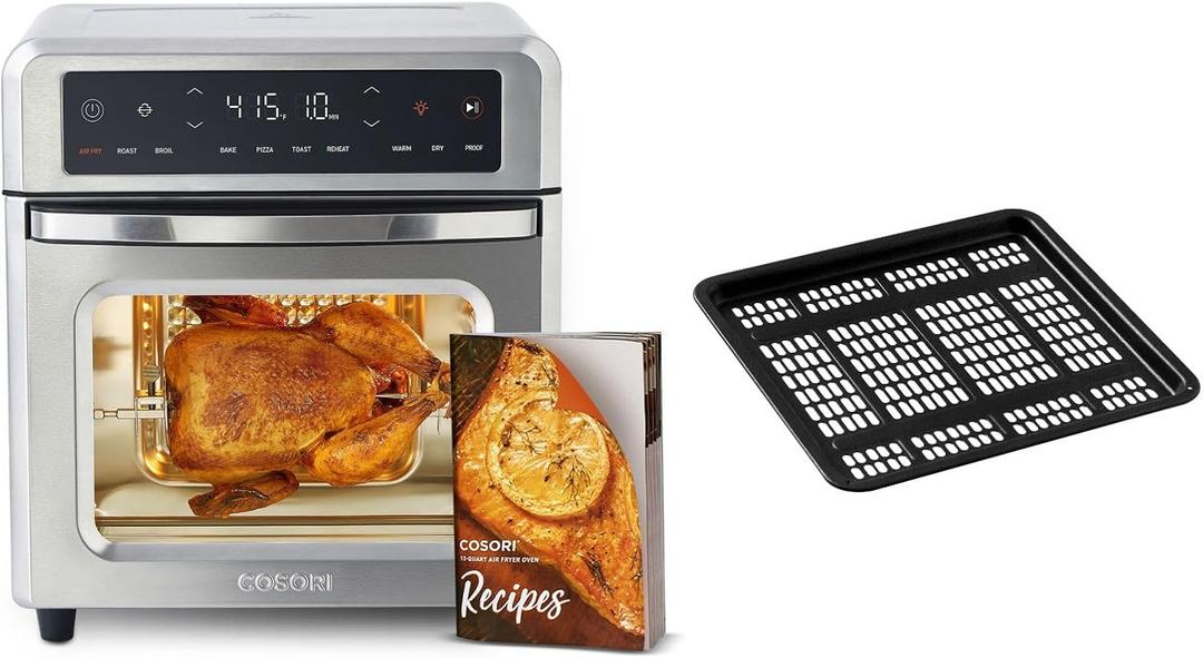 COSORI Air Fryer Toaster Oven, 13 Qt Airfryer Fits 8" Pizza, 11-in-1 Functions & Air Fryer Tray for Air Frying & Cooking, Air Fryer Accessories & Replacements, Black, Non Stick & Dishwasher Safe