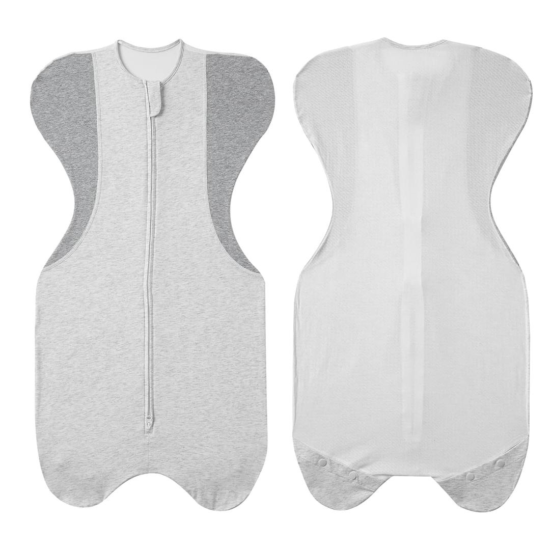 KIDIRA Swaddle for Newborns, Baby Swaddles 0-3 Months 5-13lb Breathable Fabric Design, Arms Up Swaddle 0-3 Months Newborn, Promotes Healthy Hip Development, 2-Way Zipper&Foot Buttons, 1Pack,Grey