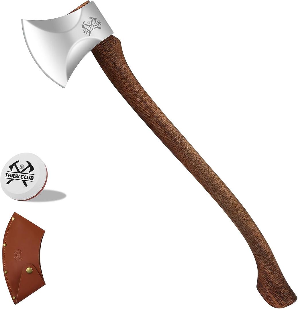 34.3 Inch Professional Wood Splitting Axe, Wood Chopping Axe with Leather Sheath, Standing Ax, Tree Felling Ax, Springboard Ax, Sporting Axse, Racing Axes for Timbersports - Head 5.5lbs
