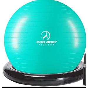 ProBody Pilates Yoga Ball Chair, Exercise Ball Chair with Base or Stand for Home Office Desk Sitting or Workout, 65cm Antiburst Balance & Stability Ball Seat, Large Gym Ball for Back, Abs