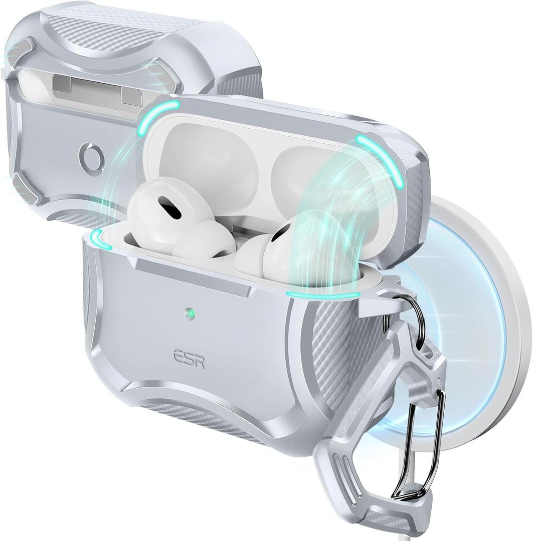ESR for AirPods Pro 2nd Generation Case, Compatible with Airpods Pro Case 2nd/1st Gen (2023/2022/2019), Compatible with MagSafe, Powerful Drop Protection, Magnetic Lid,Gray