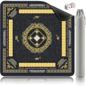 Shipped Rolled 3MM Mahjong Mat with Rules Without Creases, 32.4"×32.4" American Mahjong Mat for Table, Waterproof Wipe Clean Non-Slip Noise Reduction Gaming Mat with Carry Bag