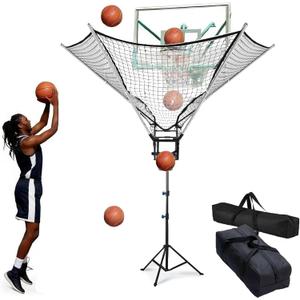 Basketball Rebounder 180 Rotating Universal Fit for All Rims, 86" Wide Net Return System, Portable Shooting High-Efficiency Training & Trainer for Solo Practice