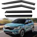YQAUTEC Window Visors Rain Guards for 2021 2022 2023 2024 2025 2026 Kia Seltos, Out-Channel Window Vent Wind Deflectors Visors Shades for 21-26 Seltos LX S EX S SX Turbo X-Line