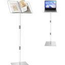 Podium Stand, Lecterns & Podiums, Acrylic Adjustable Angles with Metal Base, Podium for Church, Weddings, Classroom, Speech, 15" L x 11" W x 52" H (Clear)