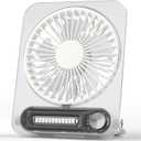 Small Desk Fan Quiet, 3000mAh Personal Portable Fans Max 13H Runtime, Rechargeable & USB-C Powered Mini Desktop Fan 3 Speeds for Home Office Travel Outdoor Summer Gifts for Women Men, White