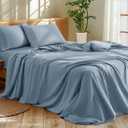 Shilucheng 1200 Thread Count Cotton Sheets SetLuxury 100% Egyptian Cotton Bed Sheets5-Star Hotel Quality Sheets, Breathable & Cooling, 16 Inch Deep Pocket - 4 Piece (French Blue, Queen)