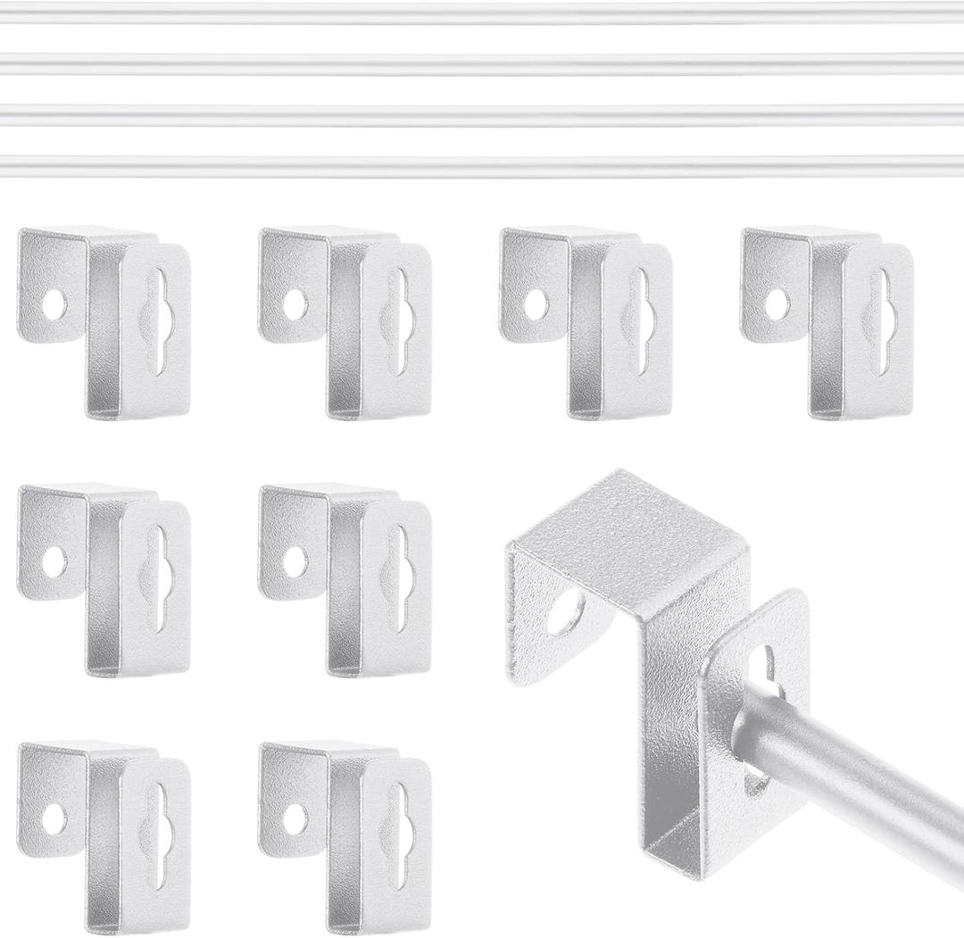 4 Set 12 Pcs Silver Metal Hanging File Bracket Clips 8 Hanging Rail Clip 4 File Cabinet Rails Fits 1/2 Drawer Side Document Folder Frame Document Hangers for Cabinets Storage
