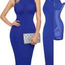 Popilush Women's Bodycon Dress Ruched Sleeveless Slimming Shapewear Casual Club Evening Party Cocktail Midi Fall Dresses