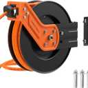 Giraffe Tools TA15 Retractable Air Hose Reel Swivel 3/8" x 50 ft Hybrid Hose, Max 300 PSI, Ceiling/Wall Mounted Heavy Duty Industrial Commercial Air Compressor Hose Reel, 50ft, Tangelo