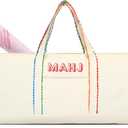 Mahjong Bag for Tiles and Racks Empty American Mahjong Tiles Carrying Tote 31.5 x 12 x 4 Inches Canvas Tile Games Accessories Gifts for Card Pushers Rack Mat Carrying, Case Only (Colorful)