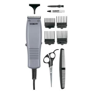 ConairMAN Simple Cut, Hair Clippers for Men, 10-piece Home Hair Cutting Kit (Grey)